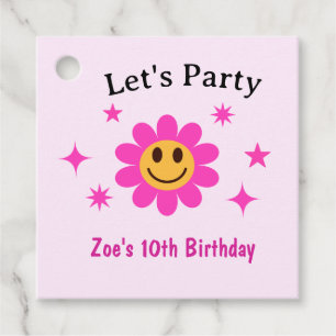 Etiquetas Para Lembrancinhas Aniversário da Menina Rosa-Rosa Sorridente