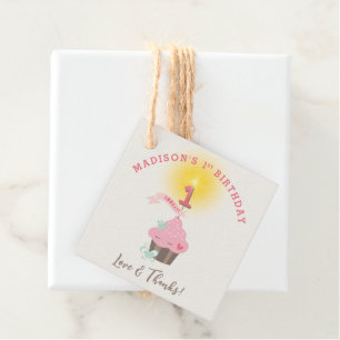 Etiquetas Para Lembrancinhas Aniversário de 1 ano da Menina do Cupcake Rosa