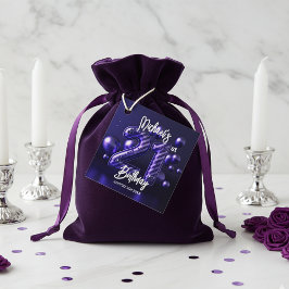 Etiquetas Para Lembrancinhas Aniversário de 21 anos Bold Glam Roxo Metalizado L