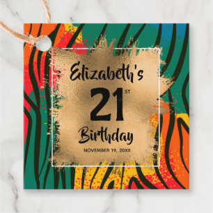Etiquetas Para Lembrancinhas Aniversário de 21 anos de impressão animal color