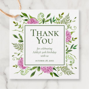 Etiquetas Para Lembrancinhas aniversário de 30 anos Pink Hydrangeas Obrigado