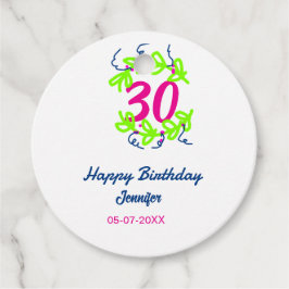 Etiquetas Para Lembrancinhas aniversário de 30 anos verde azul wreath name date