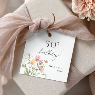 Etiquetas Para Lembrancinhas Aniversário de 50 anos Feminino Flor Silvestre Agr