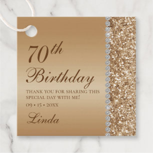 Etiquetas Para Lembrancinhas Aniversário de 70 anos em Ouro Elegante