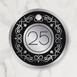 Etiquetas Para Lembrancinhas Aniversário de Casamento de 25 de Negras de prata