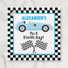 Etiquetas Para Lembrancinhas Aniversário de Menino de Carro de Corrida Azul Two