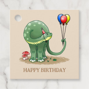 Etiquetas Para Lembrancinhas Aniversário do Dinossauro segurando Balões