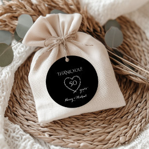 Etiquetas Para Lembrancinhas Aniversário do Elegante Black 50 Anos com Wreath