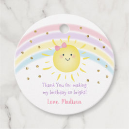 Etiquetas Para Lembrancinhas Aniversário do Pastel Dourado Rosa-Arco-Íris