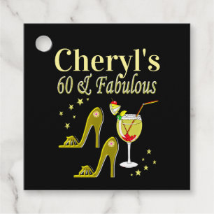 ETIQUETAS PARA LEMBRANCINHAS ANIVERSÁRIO GLAMOROSO DOURADO 60