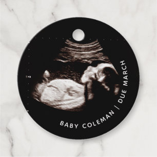 Etiquetas Para Lembrancinhas Anúncio de gravidez Sonograma de bebê Círculo foto