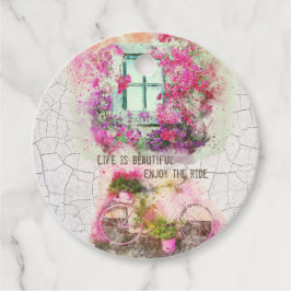 Etiquetas Para Lembrancinhas Aproveite o passeio | Bicicleta De Aquarela Com Fl