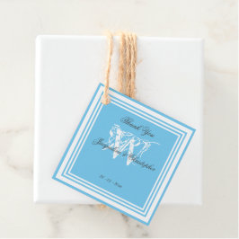 Etiquetas Para Lembrancinhas Aqua Azul Casamento Branco Monograma Obrigado
