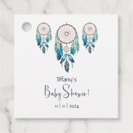 Etiquetas Para Lembrancinhas Aquamarine Watercolor Dreamcatcher Chá de fraldas