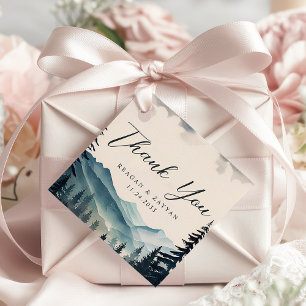 Etiquetas Para Lembrancinhas Aquarela Árvore de Pinheiro Montanha Casamento Obr