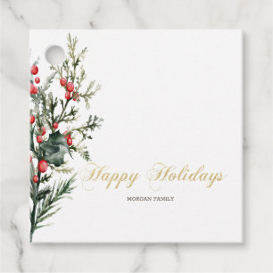 Etiquetas Para Lembrancinhas Aquarela Folhas de Azevinho