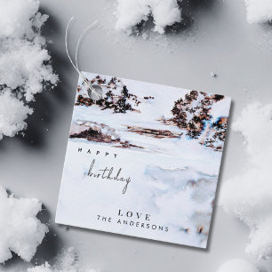 Etiquetas Para Lembrancinhas Aquarela Neve Montanhas de Inverno Elegante Aniver