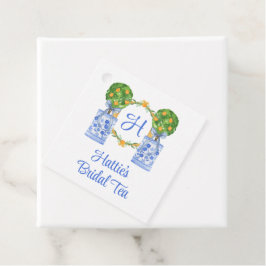 Etiquetas Para Lembrancinhas Aquarela Topiaria de Citrinos Monograma Chinoiseri