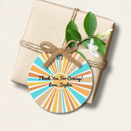 Etiquetas Para Lembrancinhas Aqui Vem O Filho, Retro Boho Rainbow Round