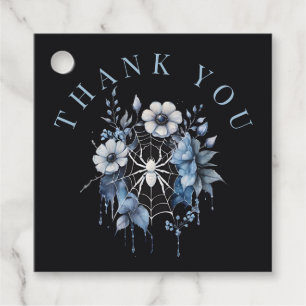 Etiquetas Para Lembrancinhas Aranha Floral Azul e Gótica - Obrigado