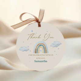 Etiquetas Para Lembrancinhas Arco-Íris Chá de fraldas Dourado Azul