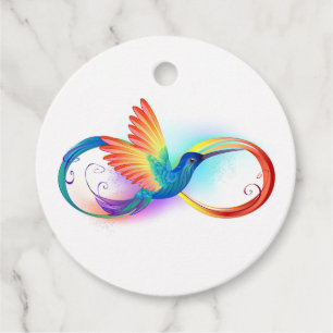 Etiquetas Para Lembrancinhas Arco-íris Hummingbird com símbolo Infinito