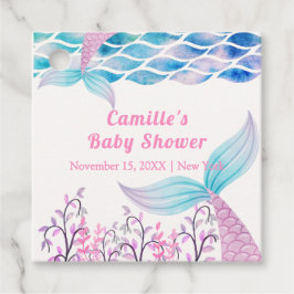 Etiquetas Para Lembrancinhas Arco-Íris Sob Chá de fraldas De Cauda Da Sereia Do