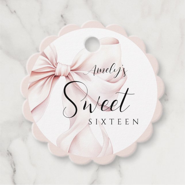 Etiquetas Para Lembrancinhas Arco Rosa Doce Dezesseis Aniversário (Frente)