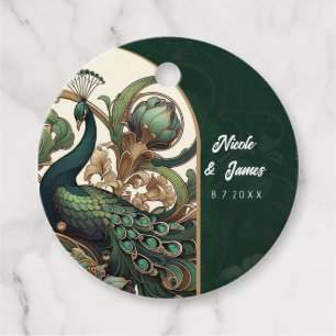 Etiquetas Para Lembrancinhas Art Nouveau Verde Esmeralda Vintage Casamento Pavã