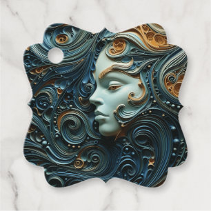 Etiquetas Para Lembrancinhas Arte 3D da Mulher Moonlit