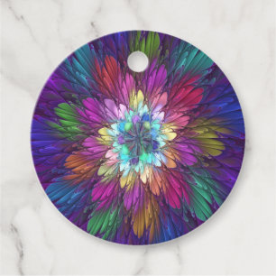 Etiquetas Para Lembrancinhas Arte abstrata psicodélica de flor personalizada e
