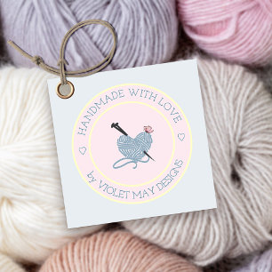 Etiquetas Para Lembrancinhas Artesanato de Fios Azuis e Rosa com Amor