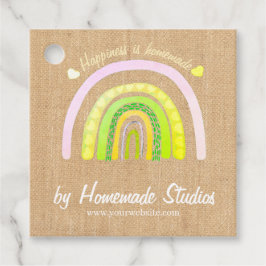 Etiquetas Para Lembrancinhas Artisan Rainbow Raw Canvas 'Homemade' 