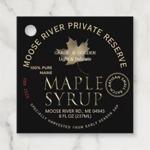 Etiquetas Para Lembrancinhas Artisan Small Batch, Xarope de Mapeamento de Ouro