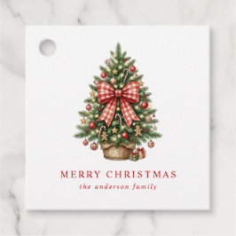 Etiquetas Para Lembrancinhas Árvore de Natal em Aquarela Elegante com Laço de G