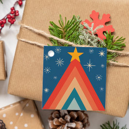Etiquetas Para Lembrancinhas Árvore de Natal Minimalista Vermelho e Azul