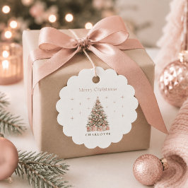 Etiquetas Para Lembrancinhas Árvore de Natal Rosa Moderno – Férias Personalizad