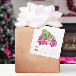 Etiquetas Para Lembrancinhas Árvore de Natal Rosa RV Camper Para De