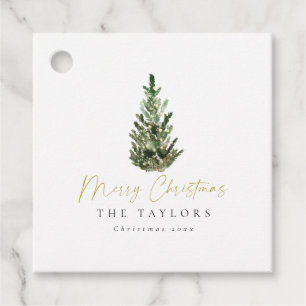 Etiquetas Para Lembrancinhas Árvore de Natal Simples de Aquarela