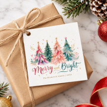 Árvores de Natal Coloridas aquarela Alegre e Brilh