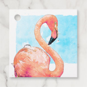 Etiquetas Para Lembrancinhas Aula de Flamingo Rosa em Aquarela Festa de Dia dos