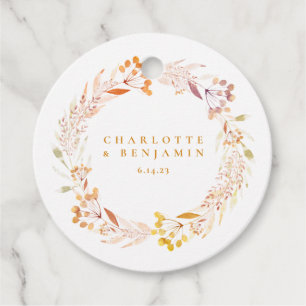 Etiquetas Para Lembrancinhas Autumn Floral Watercolor Wreath Boho Personalizado