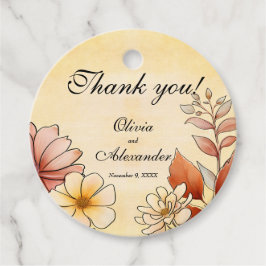 Etiquetas Para Lembrancinhas Autumn Watercolor Floral Terracotta Yellow Casamen