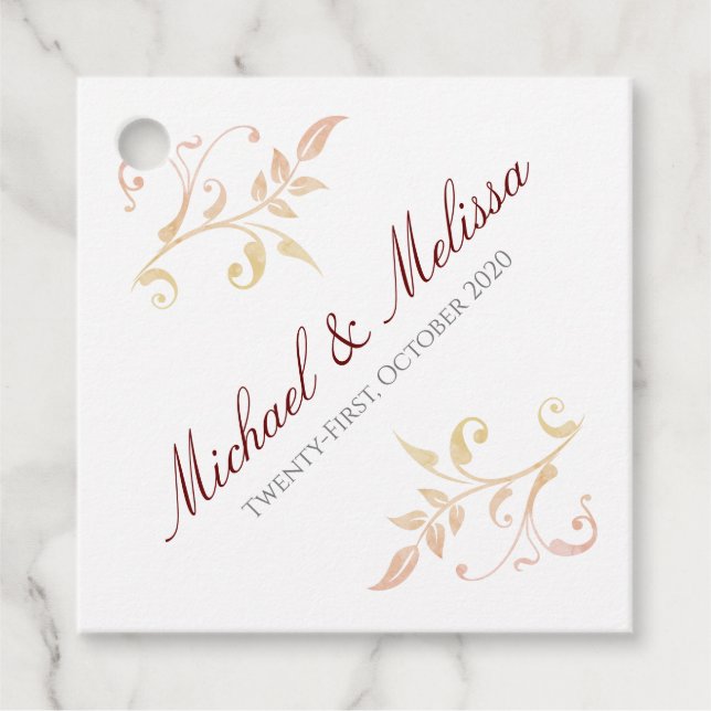 Etiquetas Para Lembrancinhas Autumn Wedding Swirl (Frente)