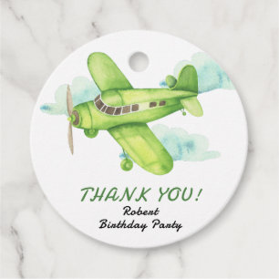 Etiquetas Para Lembrancinhas Avião verde aquarela aniversário obrigado