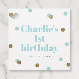 Etiquetas Para Lembrancinhas Azul-aqua e festa de aniversário-ouro