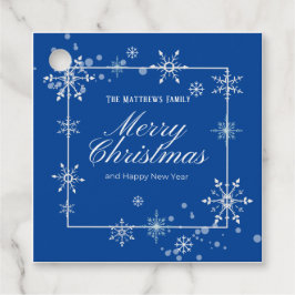 Etiquetas Para Lembrancinhas Azul E Neve Floco De Neve Feliz Saudação De Natal