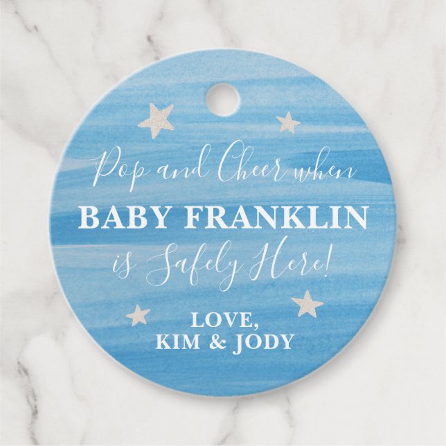 Etiquetas Para Lembrancinhas Azul e Prata Stars Pop quando ela Pop (Frente)
