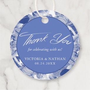 Etiquetas Para Lembrancinhas Azul Floral Elegante de Vinca Obrigado