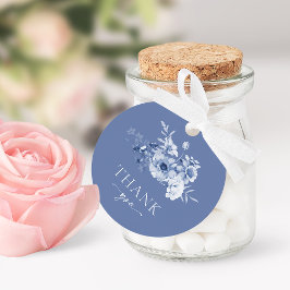 Etiquetas Para Lembrancinhas Azul Floral "Obrigado"